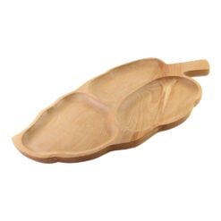 Platou din lemn cu 3 compartimente Frunza 26 x 52 cm