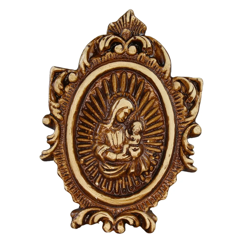 Placheta din ipsos Fecioara Maria cu Pruncul 9 x 13 cm in cutie Placheta din ipsos Fecioara Maria cu Pruncul 9 x 13 cm in cutie