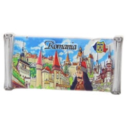 Magnet de frigider suvenir din rasina "Romania" 8.5 x 4 cm