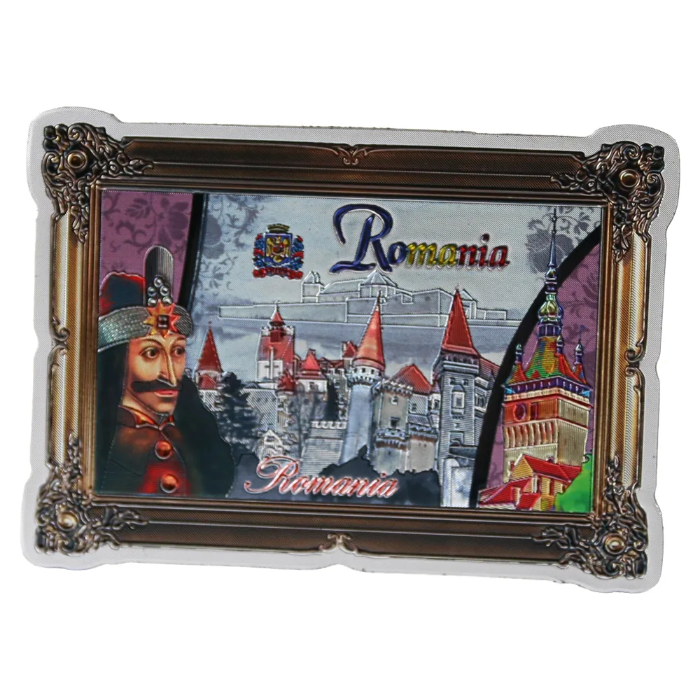 Magnet de frigider din plastic cu aspect metalic "Romania" 8.5 x 6.5 cm Castelul Bran Magnet de frigider din plastic cu aspect metalic "Romania" 8.5 x 6.5 cm Castelul Bran