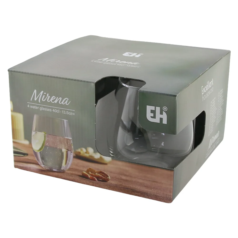 Set 4 pahare pentru apa 390 ml Mirena Excellent Houseware