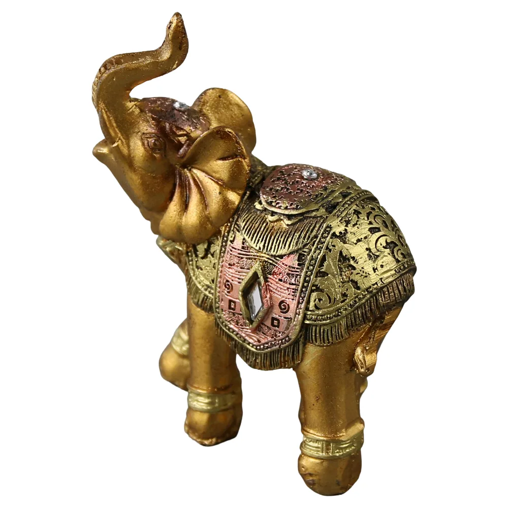 Figurina elefant din rasina aurie 7 x 8 cm