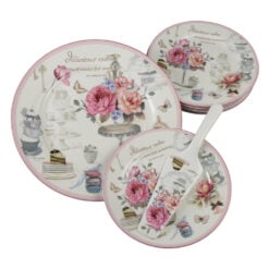 Set de tort 8 piese platou cu 6 farfurii si o spatula Delicious Cake 27 / 19 cm