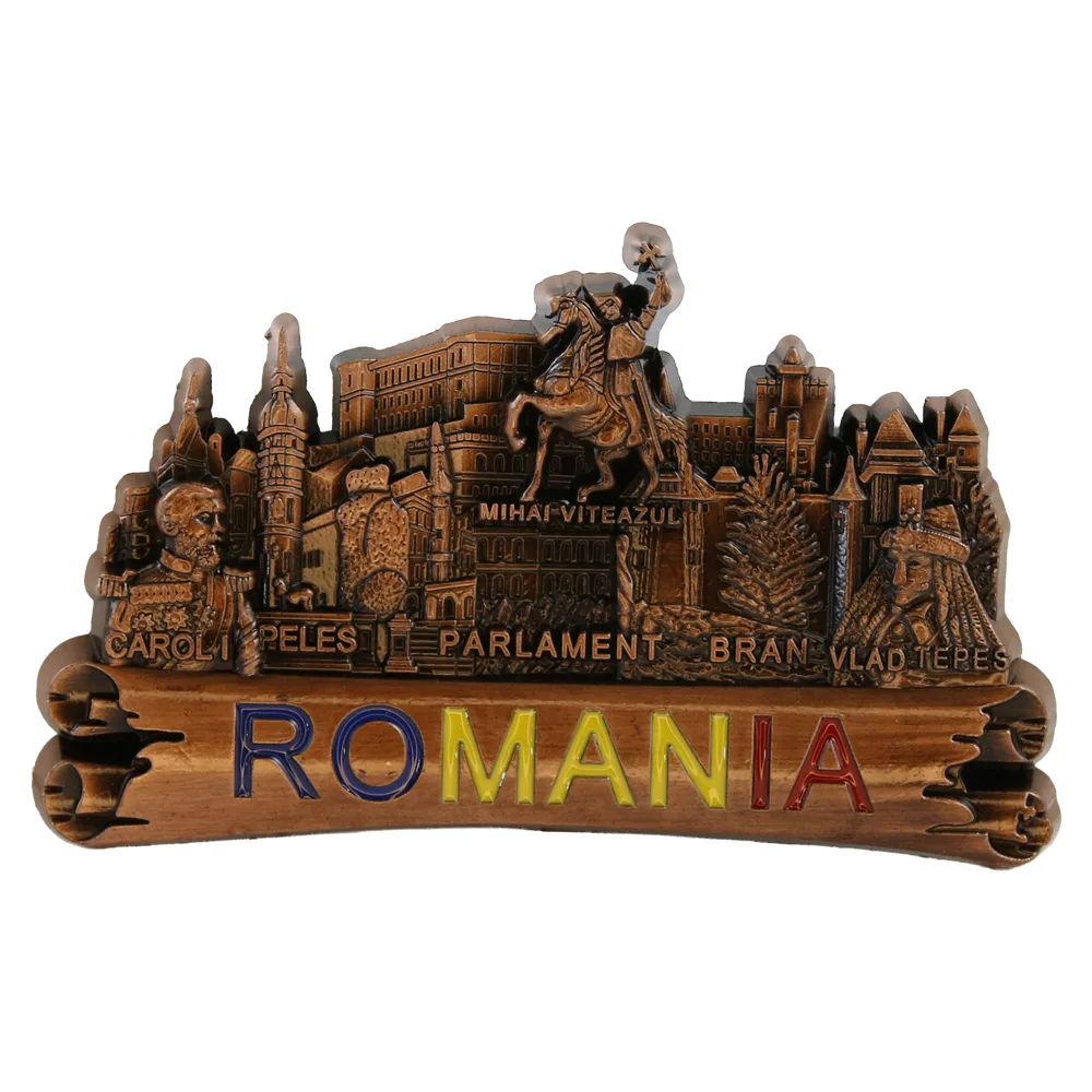 Magnet de frigider din metal 9 x 5 cm "Romania" Mihai Viteazul