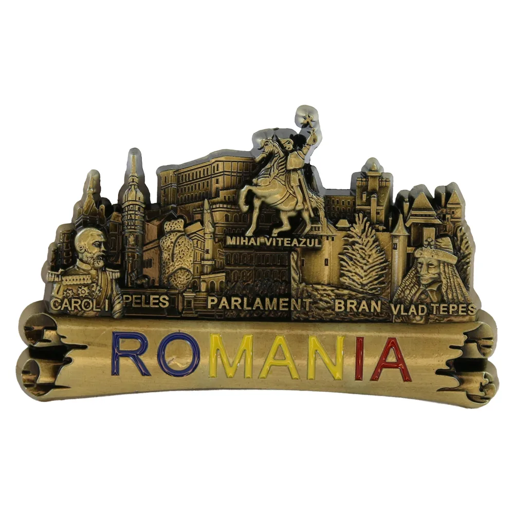Magnet de frigider din metal 9 x 5 cm "Romania" Mihai Viteazul