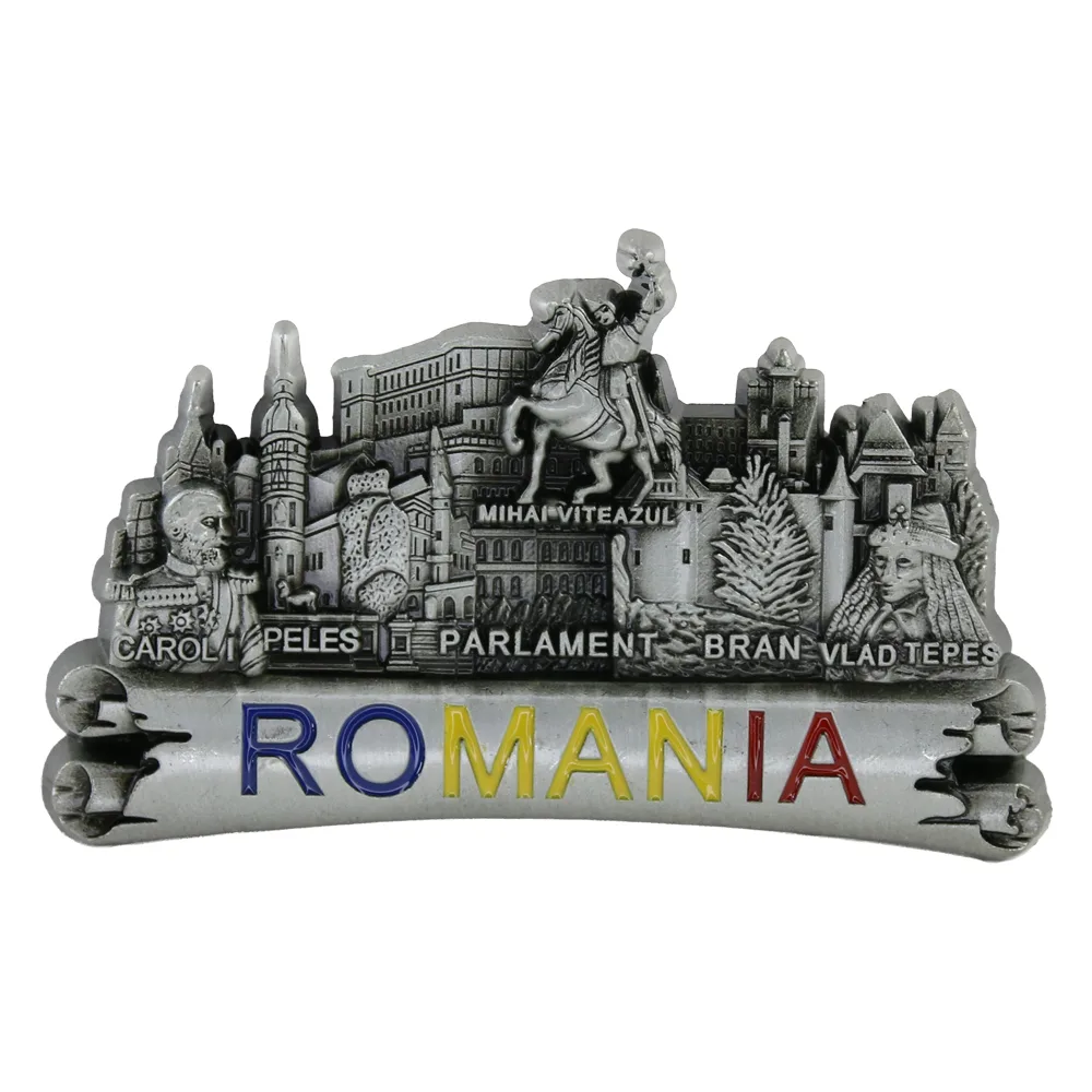 Magnet de frigider din metal 9 x 5 cm "Romania" Mihai Viteazul