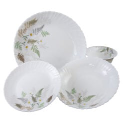 Serviciu de masa din sticla opal 24 piese Flori cu ferigi Gupan Design