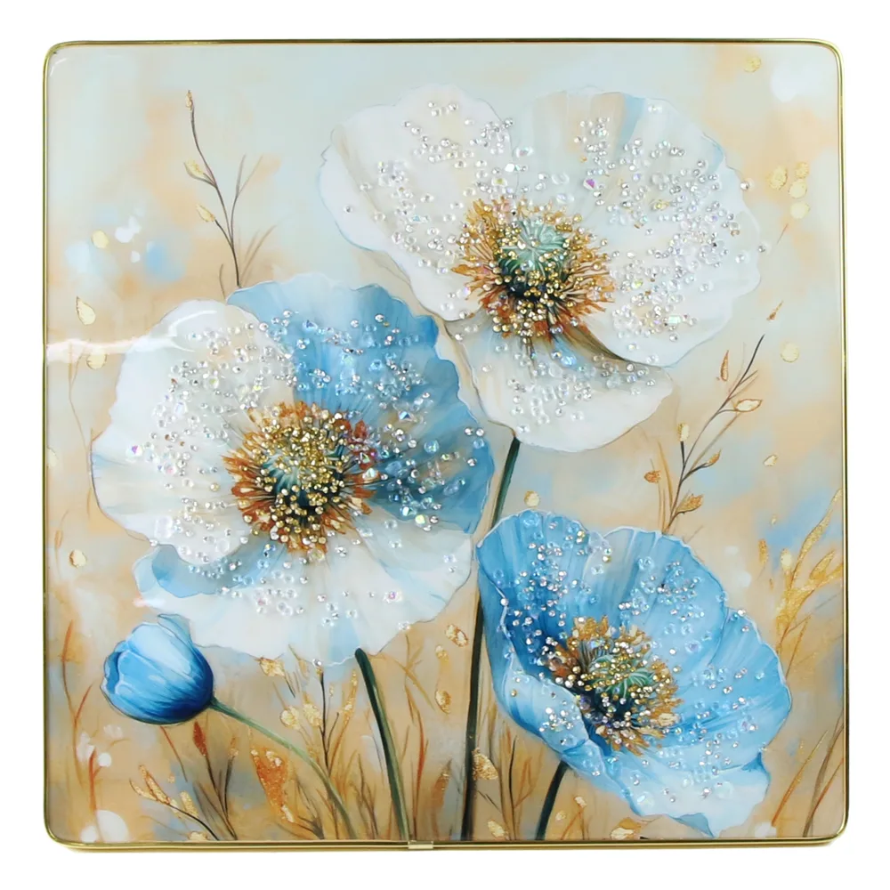 Tablou 3D cu pietricele stralucitoare 40 x 40 cm Maci infloriti Tablou 3D cu pietricele stralucitoare 40 x 40 cm Maci infloriti