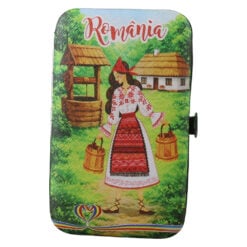 Set manichiura suvenir "Romania" Femeie la fantana 10 piese 7.5 x 12.5 cm