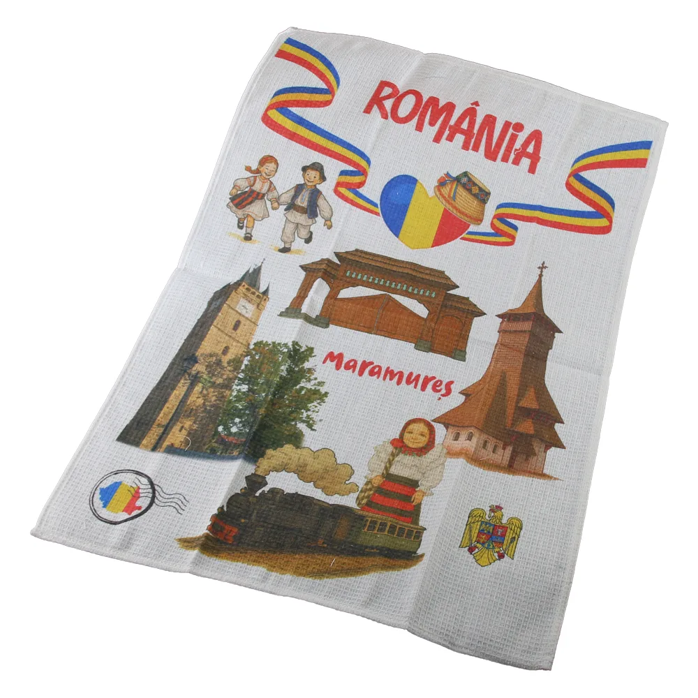 Prosop de bucatarie suvenir Romania 43 x 62 cm - Maramures Prosop de bucatarie suvenir Romania 43 x 62 cm - Maramures