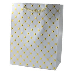 Punga cadou din hartie 18 x 23 cm cu decor auriu
