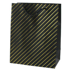 Punga cadou din hartie 18 x 23 cm cu decor dungi argintii / aurii