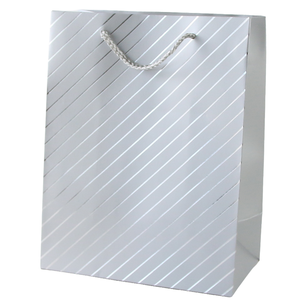 Punga cadou din hartie 18 x 23 cm cu decor dungi argintii / aurii Punga cadou din hartie 18 x 23 cm cu decor dungi argintii / aurii