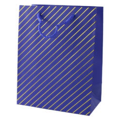 Punga cadou din hartie 18 x 23 cm cu decor dungi argintii / aurii