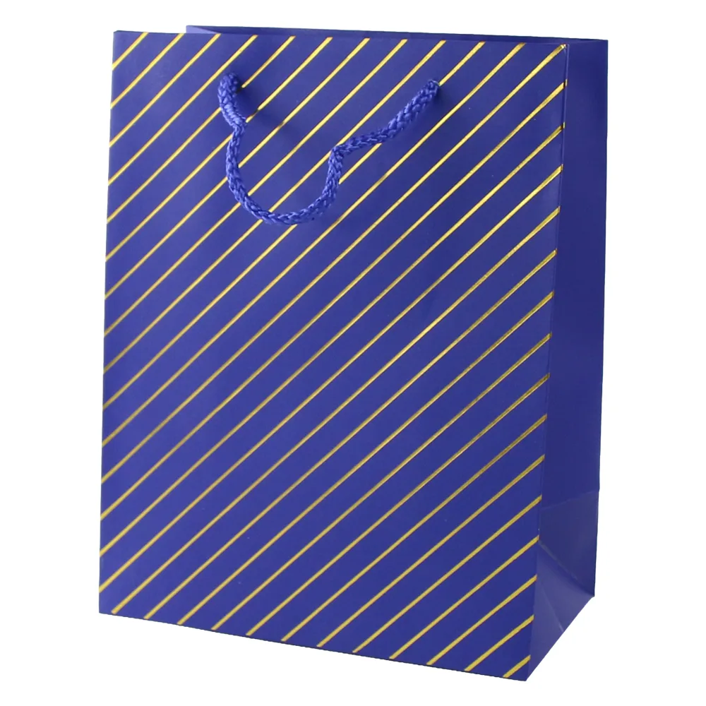 Punga cadou din hartie 18 x 23 cm cu decor dungi argintii / aurii