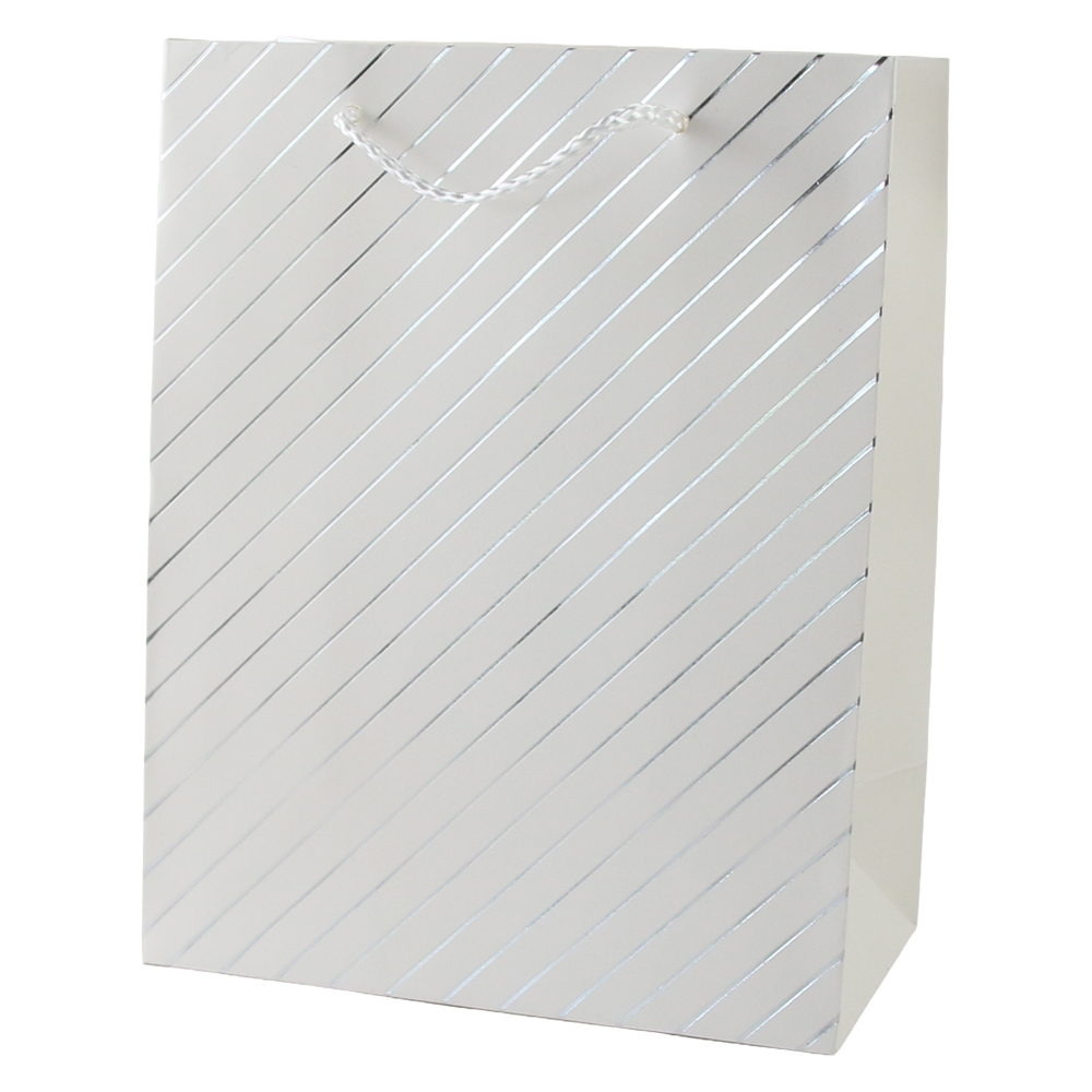 Punga cadou din hartie 18 x 23 cm cu decor dungi argintii / aurii Punga cadou din hartie 18 x 23 cm cu decor dungi argintii / aurii