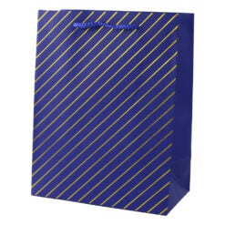 Punga cadou din hartie 26 x 32 cm cu decor dungi argintii / aurii