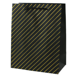 Punga cadou din hartie 26 x 32 cm cu decor dungi argintii / aurii