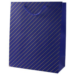 Punga cadou din hartie 31 x 44 cm cu decor dungi argintii / aurii