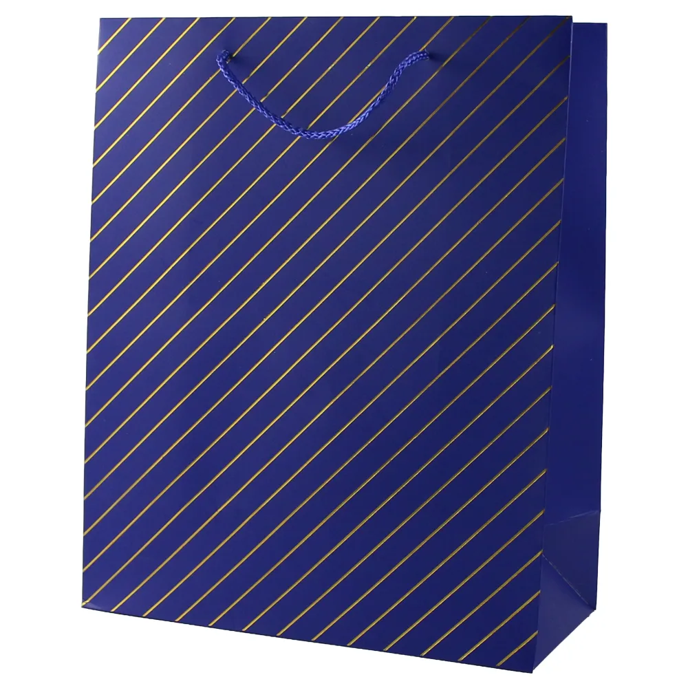 Punga cadou din hartie 31 x 44 cm cu decor dungi argintii / aurii