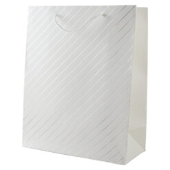 Punga cadou din hartie 31 x 44 cm cu decor dungi argintii / aurii
