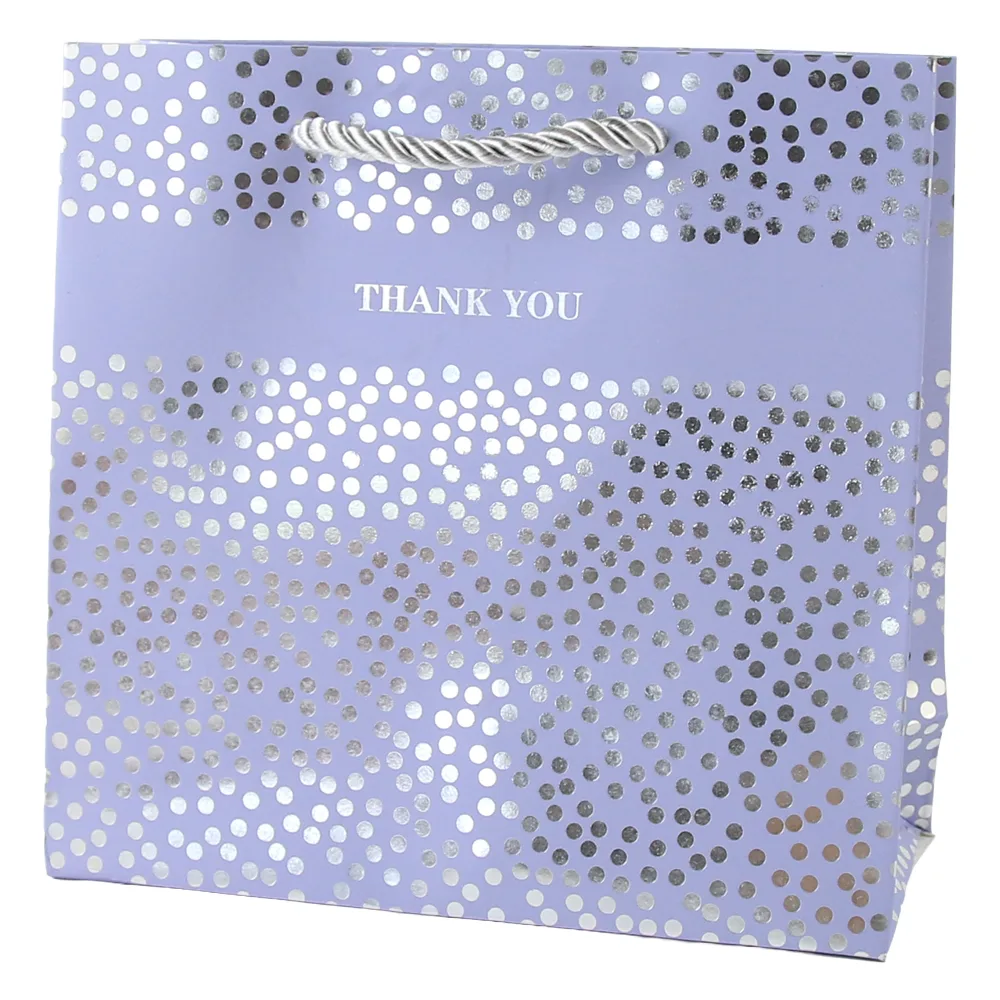 Punga cadou din hartie 15 x 14 cm "Thank you" cu buline argintii Punga cadou din hartie 15 x 14 cm "Thank you" cu buline argintii