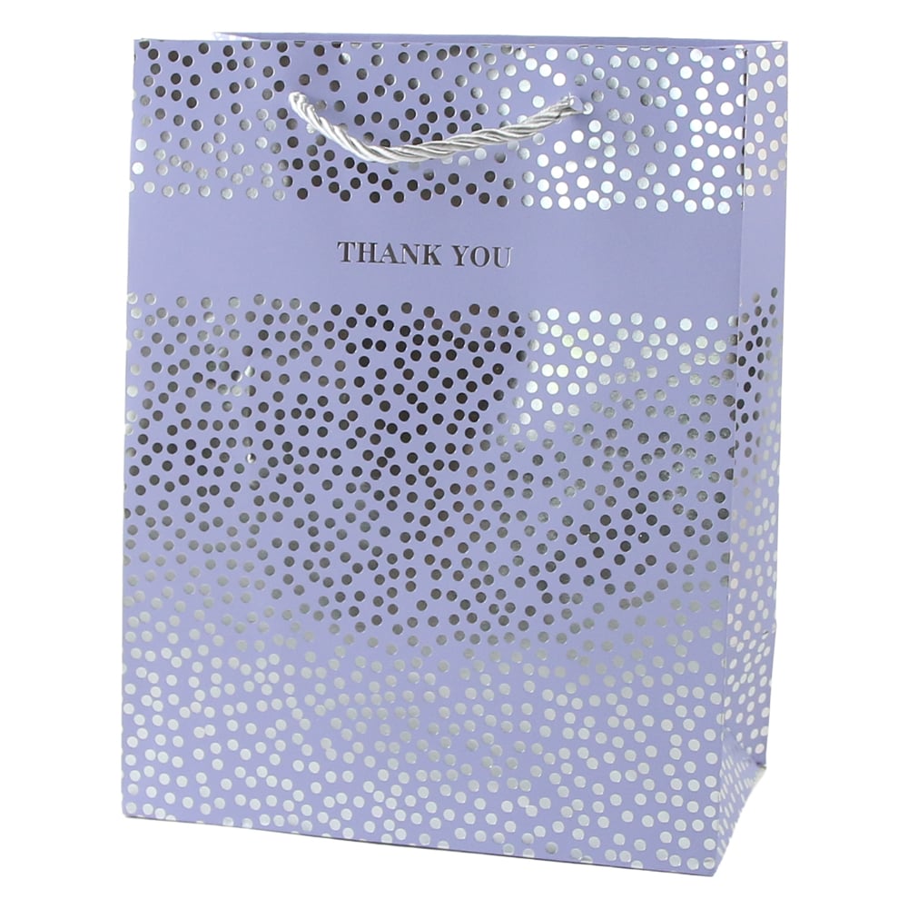 Punga cadou din hartie 18 x 23 cm "Thank you" cu buline argintii Punga cadou din hartie 18 x 23 cm "Thank you" cu buline argintii