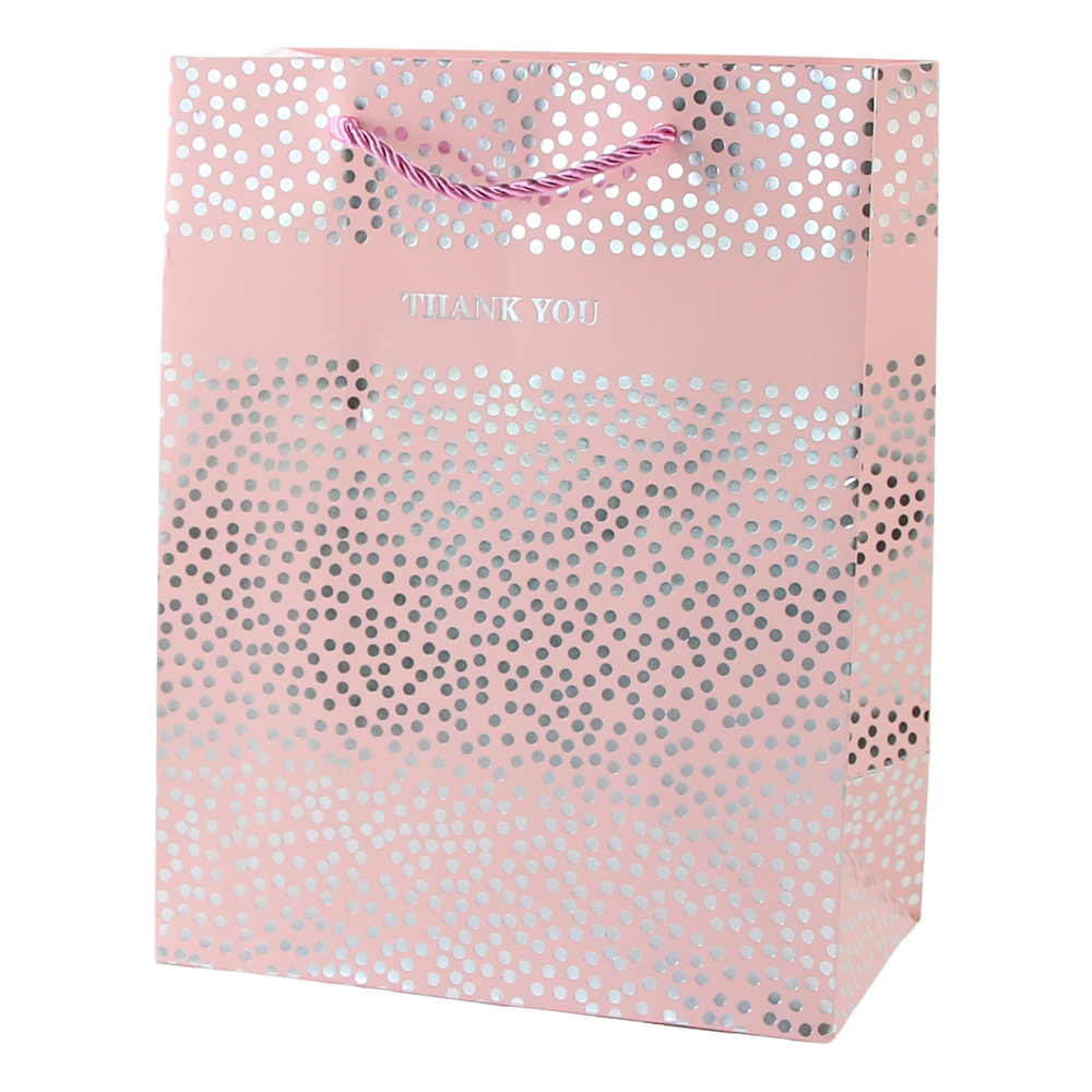 Punga cadou din hartie 18 x 23 cm "Thank you" cu buline argintii Punga cadou din hartie 18 x 23 cm "Thank you" cu buline argintii