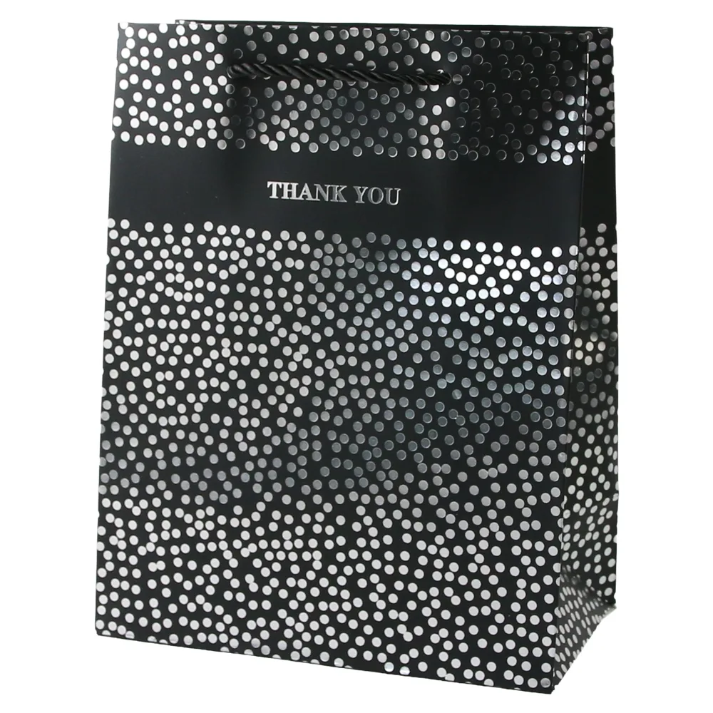 Punga cadou din hartie 26 x 32 cm "Thank you" cu buline argintii Punga cadou din hartie 26 x 32 cm "Thank you" cu buline argintii