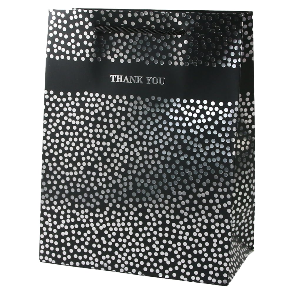 Punga cadou din hartie 26 x 32 cm "Thank you" cu buline argintii Punga cadou din hartie 26 x 32 cm "Thank you" cu buline argintii