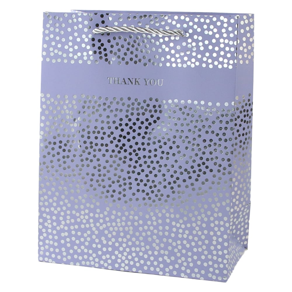 Punga cadou din hartie 26 x 32 cm "Thank you" cu buline argintii Punga cadou din hartie 26 x 32 cm "Thank you" cu buline argintii
