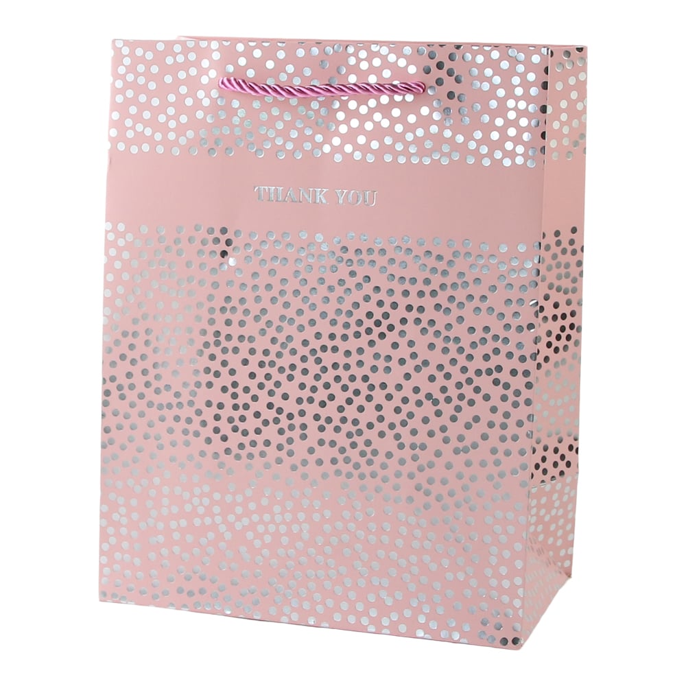 Punga cadou din hartie 26 x 32 cm "Thank you" cu buline argintii Punga cadou din hartie 26 x 32 cm "Thank you" cu buline argintii