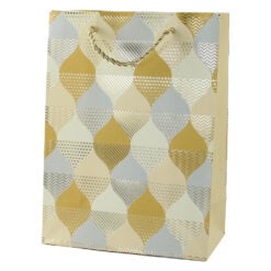 Punga cadou din hartie 18 x 24 cm cu model geometric auriu