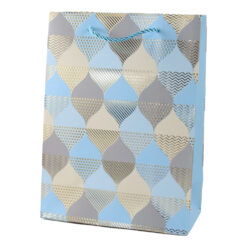 Punga cadou din hartie 18 x 24 cm cu model geometric auriu