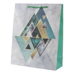 Punga cadou din hartie 26 x 32 cm cu triunghiuri aurii