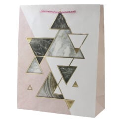 Punga cadou din hartie 26 x 32 cm cu triunghiuri aurii