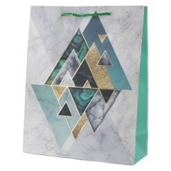 Punga cadou din hartie 31 x 40 cm cu triunghiuri aurii