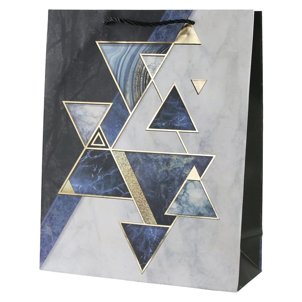 Punga cadou din hartie 31 x 40 cm cu triunghiuri aurii
