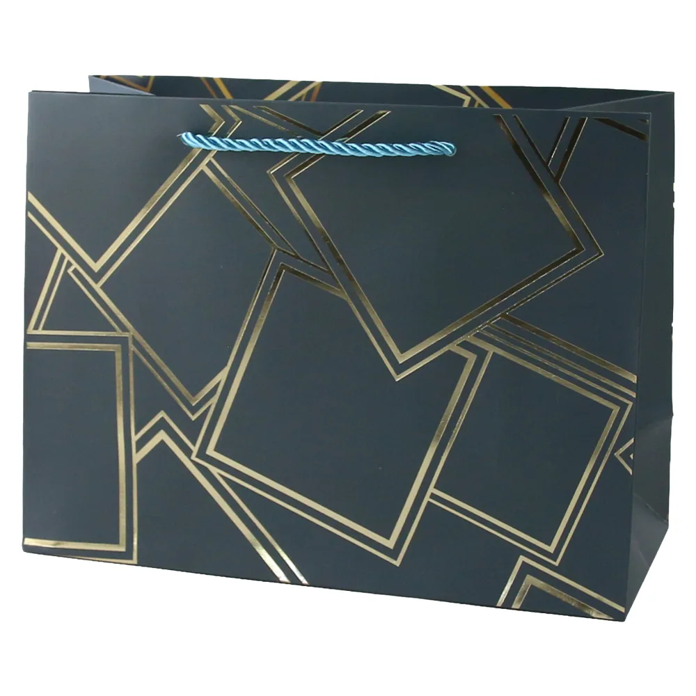 Punga cadou din hartie 24 x 18 cm cu patratele aurii