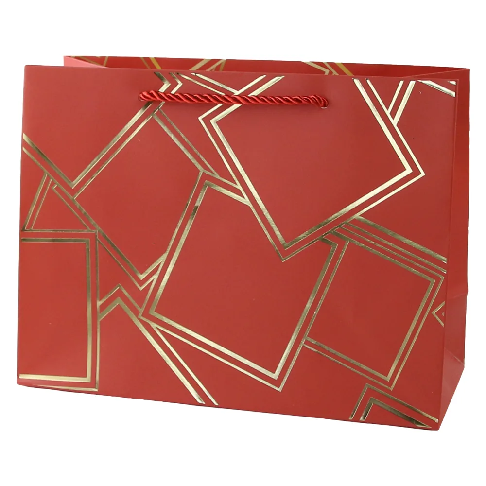 Punga cadou din hartie 24 x 18 cm cu patratele aurii