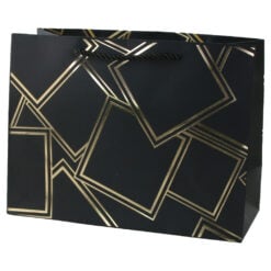 Punga cadou din hartie 24 x 18 cm cu patratele aurii
