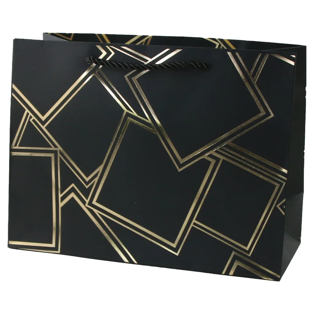 Punga cadou din hartie 24 x 18 cm cu patratele aurii