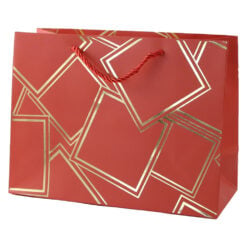 Punga cadou din hartie 32 x 25 cm cu patratele aurii