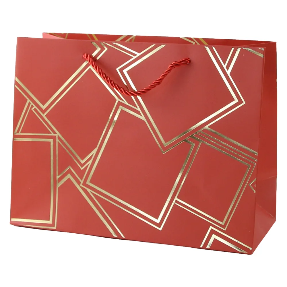 Punga cadou din hartie 32 x 25 cm cu patratele aurii