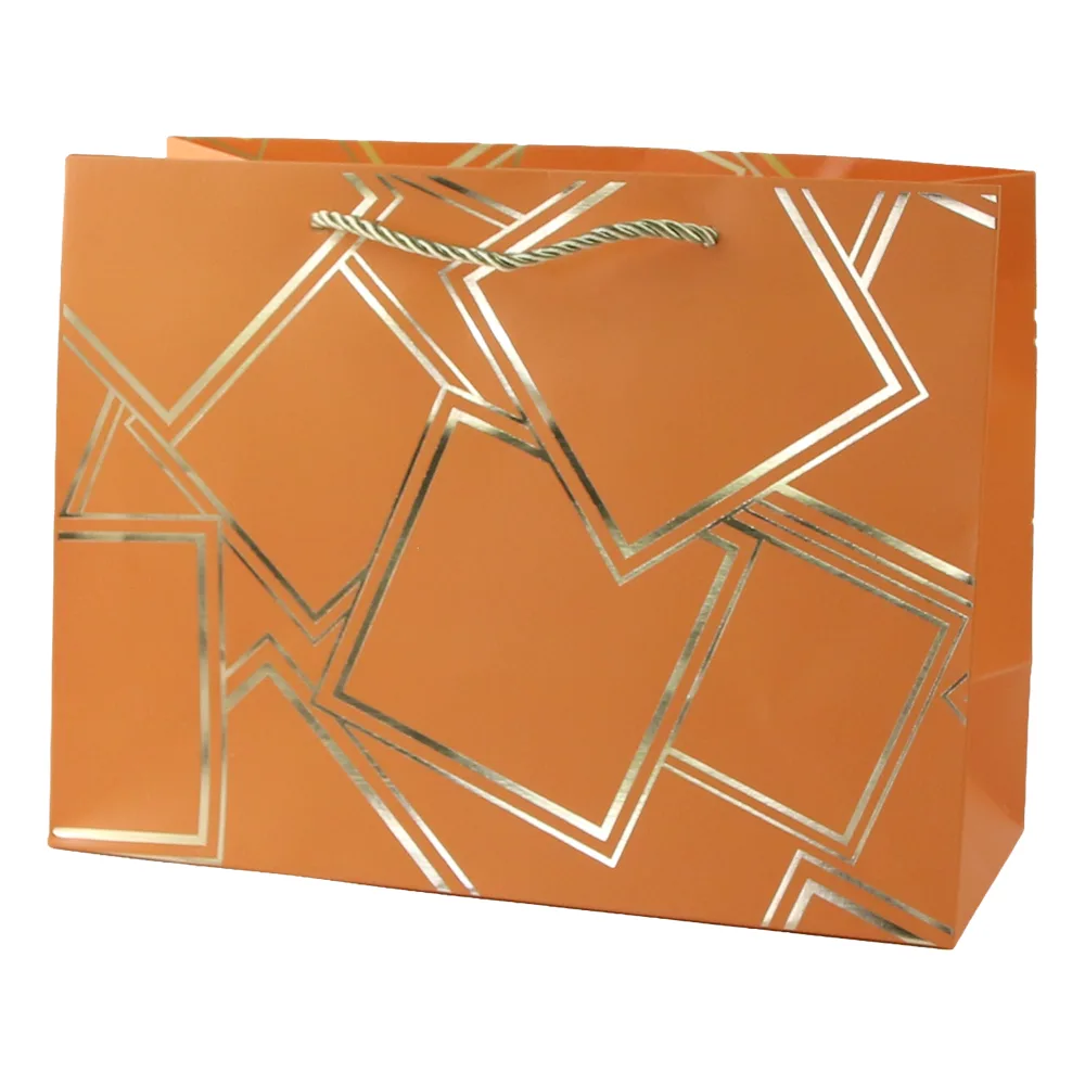 Punga cadou din hartie 32 x 25 cm cu patratele aurii