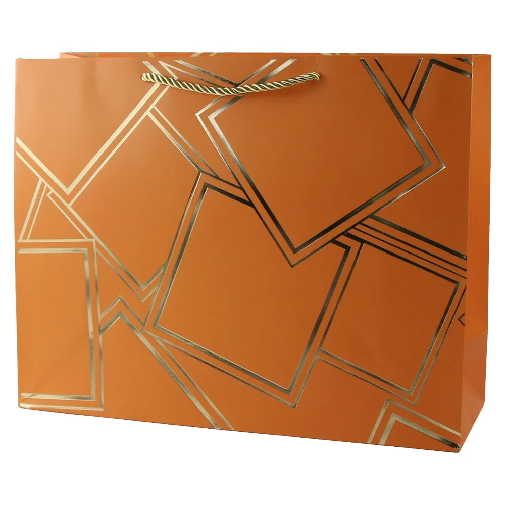 Punga cadou din hartie 38 x 30 cm cu patratele aurii