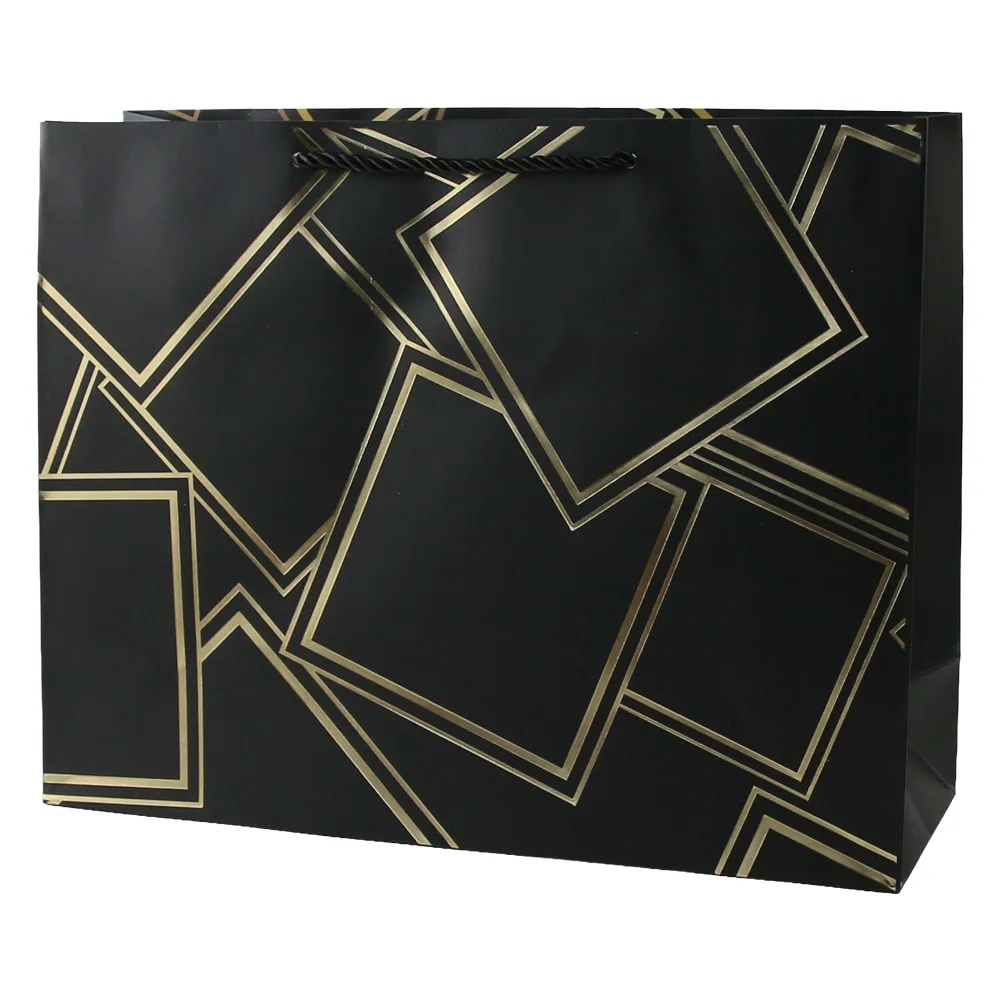 Punga cadou din hartie 38 x 30 cm cu patratele aurii