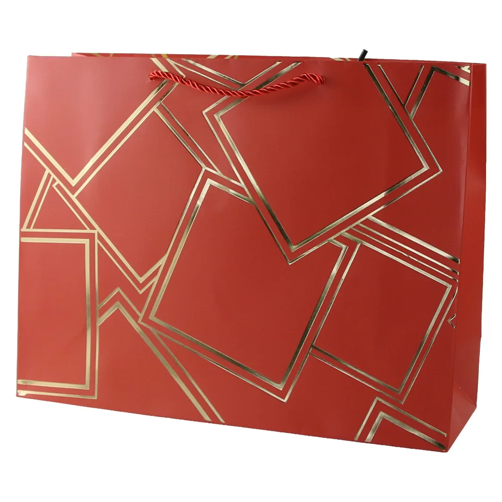 Punga cadou din hartie 38 x 30 cm cu patratele aurii