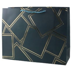 Punga cadou din hartie 38 x 30 cm cu patratele aurii