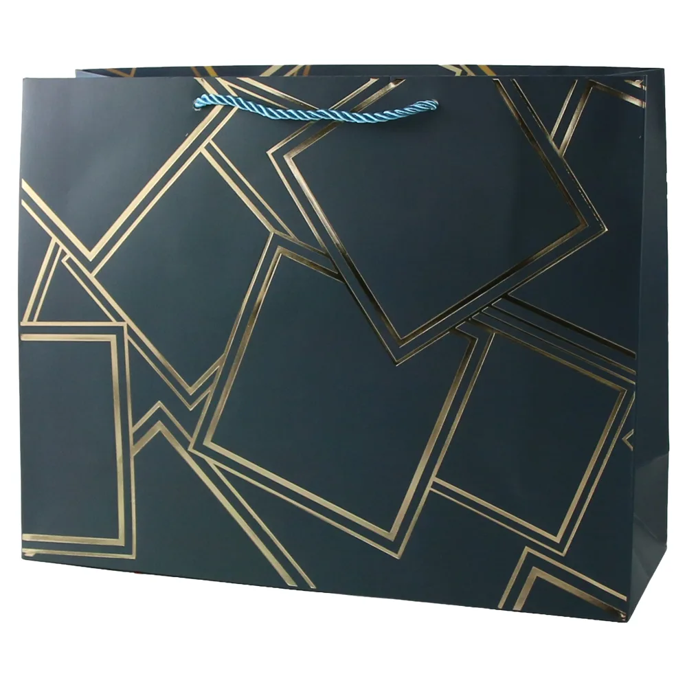 Punga cadou din hartie 38 x 30 cm cu patratele aurii